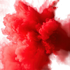 Abstract red ink explosion cloud isolated on transparent background