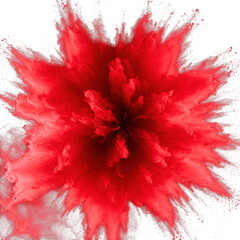 Red powder explosion isolated on transparent background
