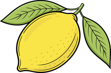 Single realistic lemon fruit illustration. Fresh yellow lemon isolated artwork. Realistic citrus lemon fruit design. Lemon fruit healthy food illustration. Organic lemon realistic fruit artwork Juicy