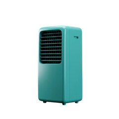Teal portable air conditioner unit isolated on transparent background