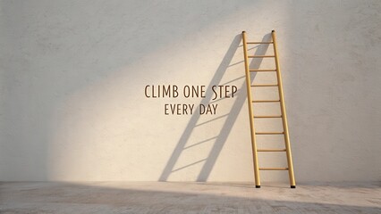 Inspirational Ladder with Motivational Quote on Minimalist Background