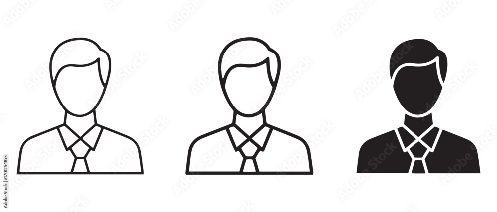 Poster man icon set. isolated on white background in different styles vector.