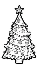 Vector art of hand drawn christmas tree for coloring book