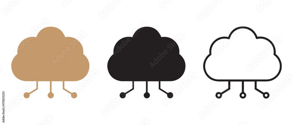 Poster cloud computing icon set. isolated on white background for data storage.