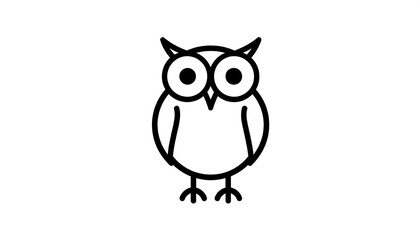 Simple black line drawing of an owl