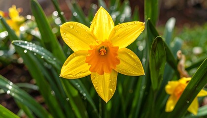 Close-up of a bright yellow daffodil