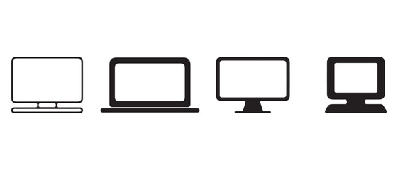 Set of computer and laptop icons. isolated on white background for web design.