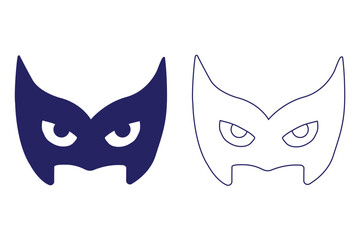Different Mask silhouette isolated on transparent background Masquerade vector for apps or web party superhero carnival villain or burglar icon in flat. costume eye mask hidden person 