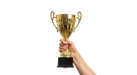Hand Holding Gold Trophy Cup unique artwork design concept based on Hand Holding Gold