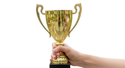 Hand Holding Golden Trophy Cup creative composition concept influenced by Hand Holding Golden Trophy