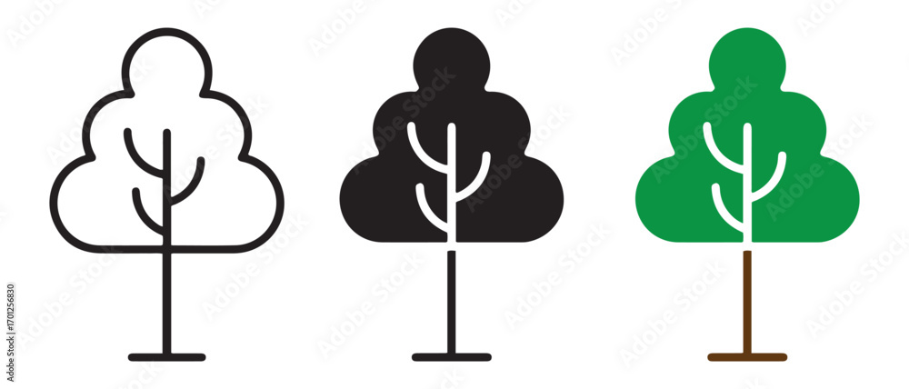 Poster tree icon set. isolated on white background, nature and environment concept.