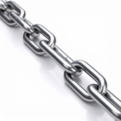 silver metal chain with soft shadow on white background
