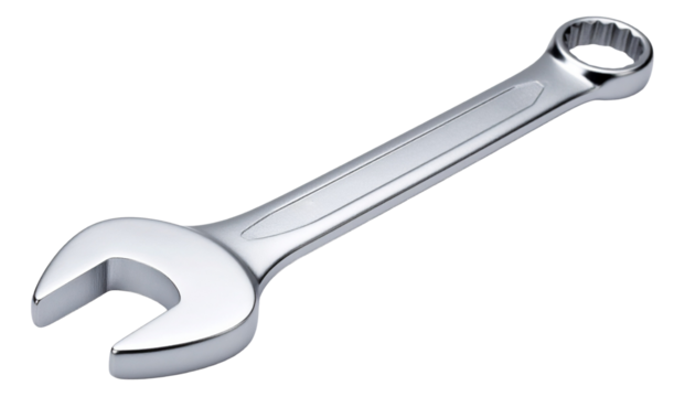 a silver wrench isolated on white background
