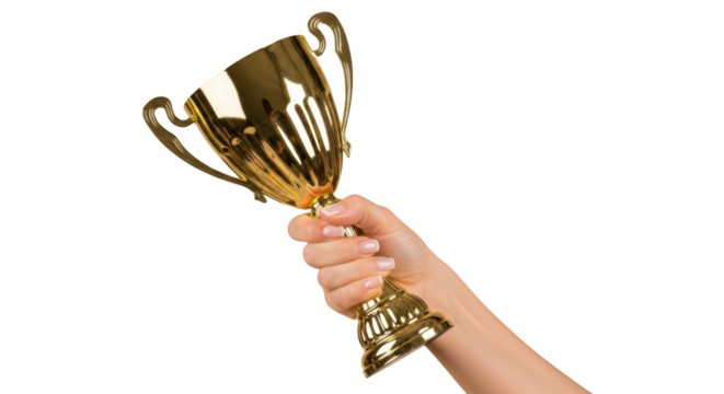 Hand Holding Golden Trophy unique artwork design concept based on Hand Holding Golden Trophy