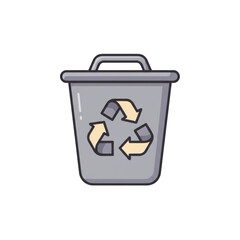 Recycling bin icon with recycle symbol isolated on transparent background