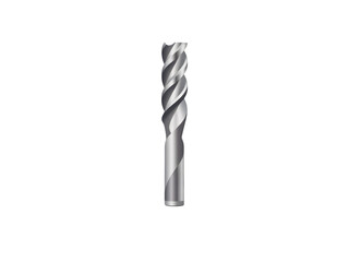 Metal Drill Bit with Twisted Flutes on White Background
