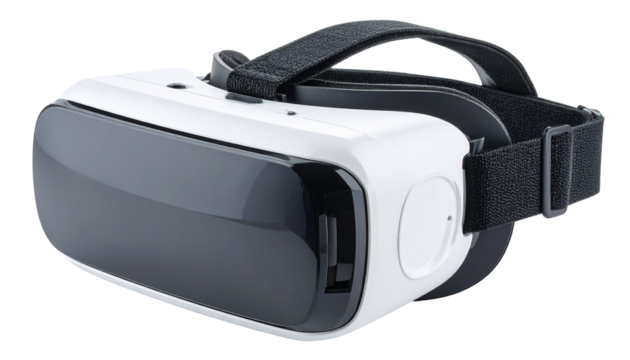 vr goggles with strap in black white color isolated on white background