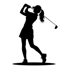 Woman golfing silhouette