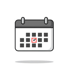 Calendar icon with completed task checkmark isolated on transparent background