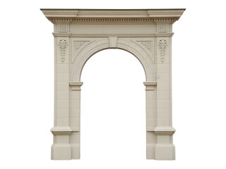 Beige Stone Archway with Columns Isolated on White