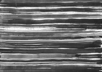 Abstract black and white horizontal paint brush strokes background template. Grunge rough texture backdrop for overlay design.