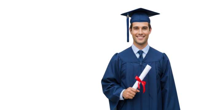 Portrait of a handsome male student graduating from university creative composition concept influenced by