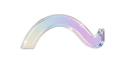 Iridescent Curved Glass Element with Sparkles and Rounded Edges.