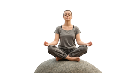 Serene woman practicing yoga meditation isolated on white background unique artwork design concept based