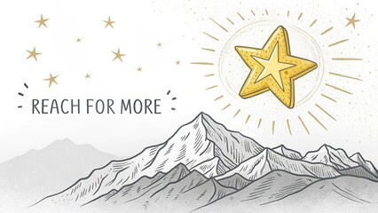 Inspiring Mountain Landscape with Star Symbol and Motivational Text