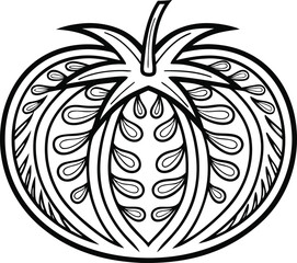 Single realistic tomato fruit illustration. Fresh red tomato isolated artwork. Realistic tomato vegetable food design. Tomato fruit healthy nutrition illustration. Organic tomato realistic farm art