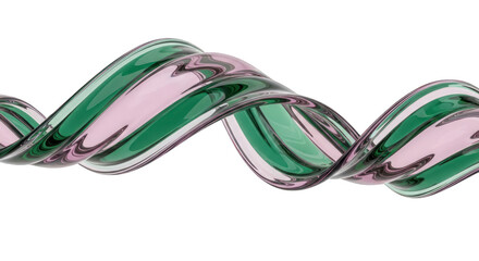 Abstract Twisted Glass Sculpture with Green and Pink.
