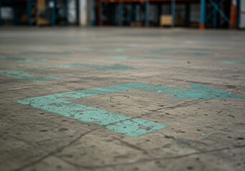 Naklejka premium Warehouse floor with directional arrows guiding movement and logistics in industrial space
