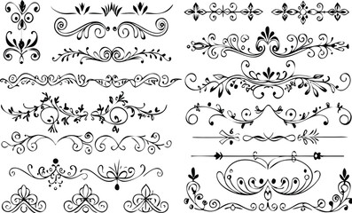 Elegant Black and White Decorative Design Elements 
