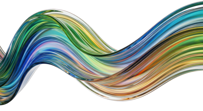 Abstract Colorful Wavy Ribbon with Glossy Reflective Surface.