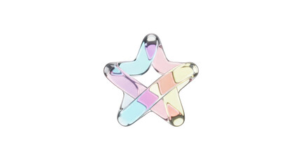 Iridescent Glass Star Sculpture with Pastel Tones.