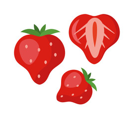 Ripe strawberry. Decorative illustration. Flat design.