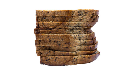 The edges of the black sesame whole wheat bread are arranged in layers.