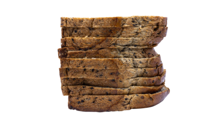 The edges of the black sesame whole wheat bread are arranged in layers.