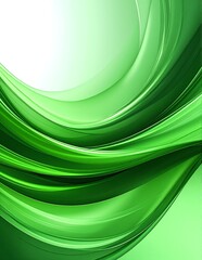A vibrant green abstract background featuring smooth, flowing curved lines that create a sense of movement and depth, evoking tranquility and creativity.
