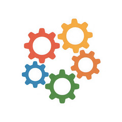 colorful gears icon cogwheel group cog wheel sign Isolated on white and transparent background
