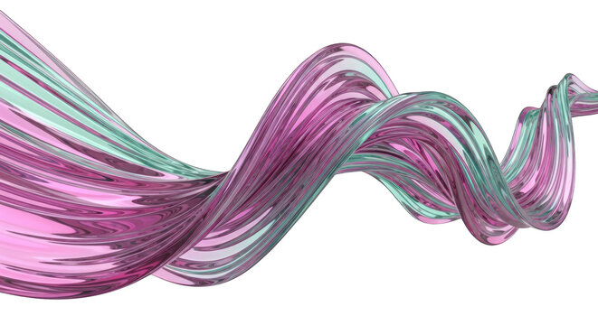 Abstract Wavy Ribbon in Pink and Teal.