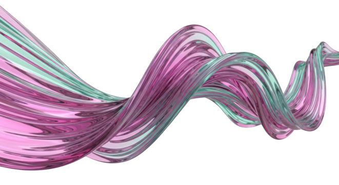 Abstract Wavy Ribbon in Pink and Teal. - Powered by Adobe