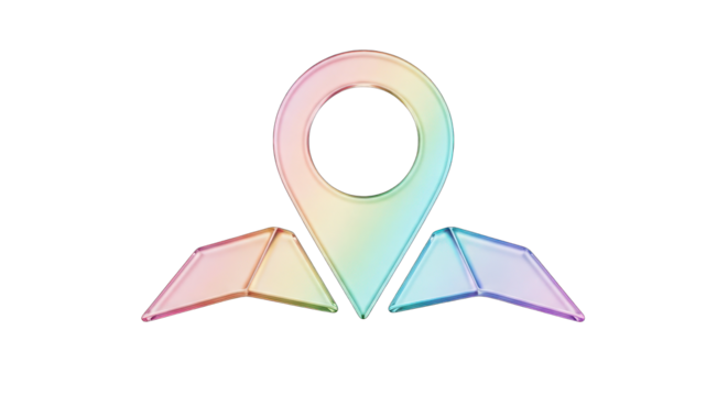 Colorful Abstract Location Pin and Arrows.
