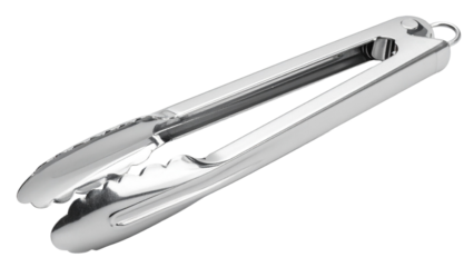 stainless kitchen tong isolated on white background