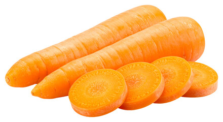 group of fresh carrots isolated on white background