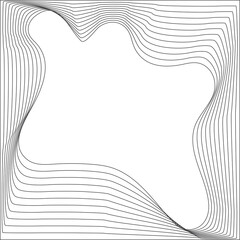 Square frame emblem blending wavy line shape, banner, logo, symbol