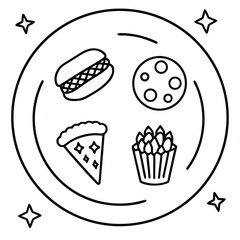 Creative social media post layout featuring a charming plate of hand drawn doodles and colorful elements