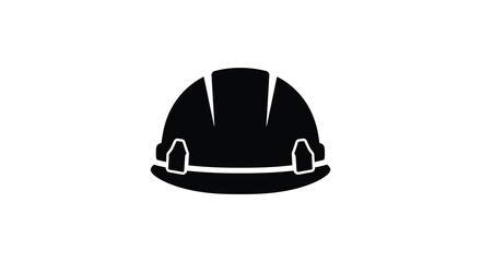 a black silhouette of a hard hat on white background