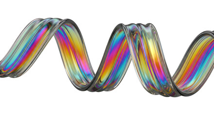 Iridescent Glass Ribbon with Colorful Light Refraction.
