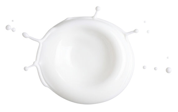 top view of milk drop splash isolated on white background